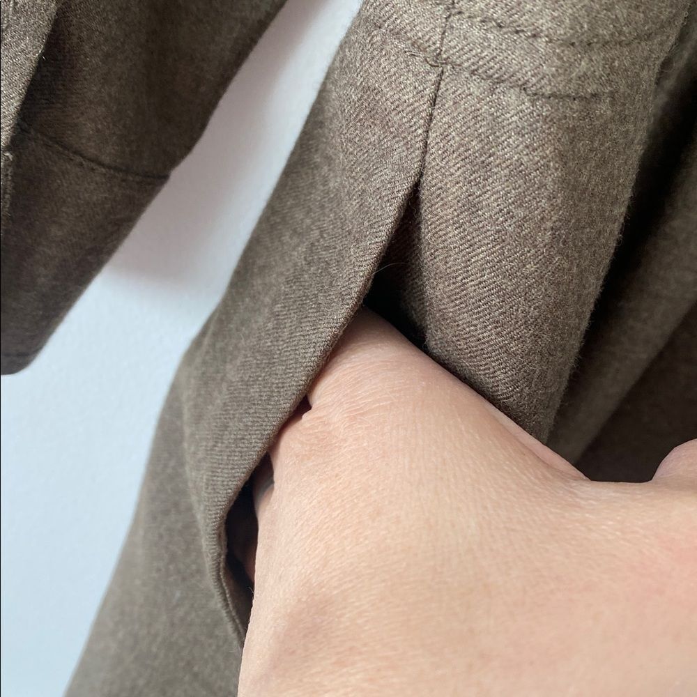 J.Crew Pin Tucked Dropped Waist Long Sleeve Wool Dress in Olive Sz 8 Military - Picture 11 of 12